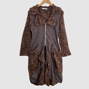 Zone Bleue Paris Long Line Zip Front Artsy Lagenlook Tunic Cardigan